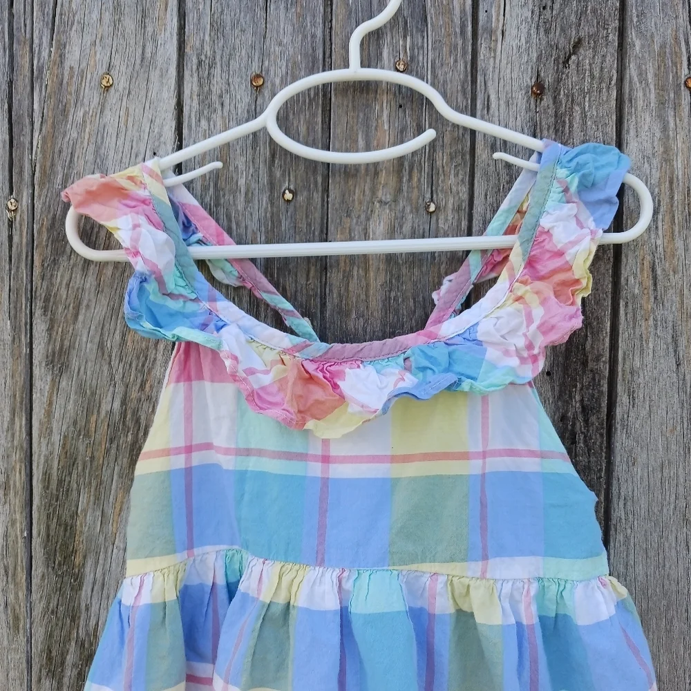 Tommy Bahama Dress Sz 7 Pastel Plaid Sundress‎ Sleeveless Lined Girl